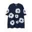 Denim Tears Navy Blue All‑Over Cotton Wreath Print T‑Shirt