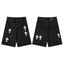 Chrome Hearts Black & White Cross Patch Denim Shorts
