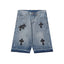 Chrome Hearts Classic Blue & Black Cross Patch Denim Shorts