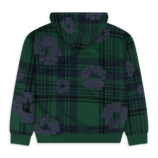 Denim Tears Green Plaid Wreath Zip Hoodie Main Image