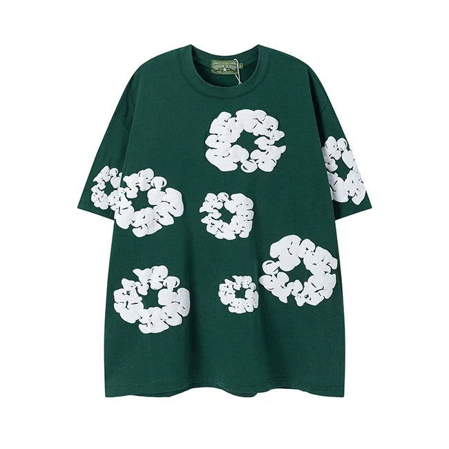 Denim Tears Green All‑Over Cotton Wreath Print T‑Shirt Hover Image
