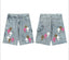 Chrome Hearts Light Blue & Pink-White Leopard Cross Patch Denim Shorts
