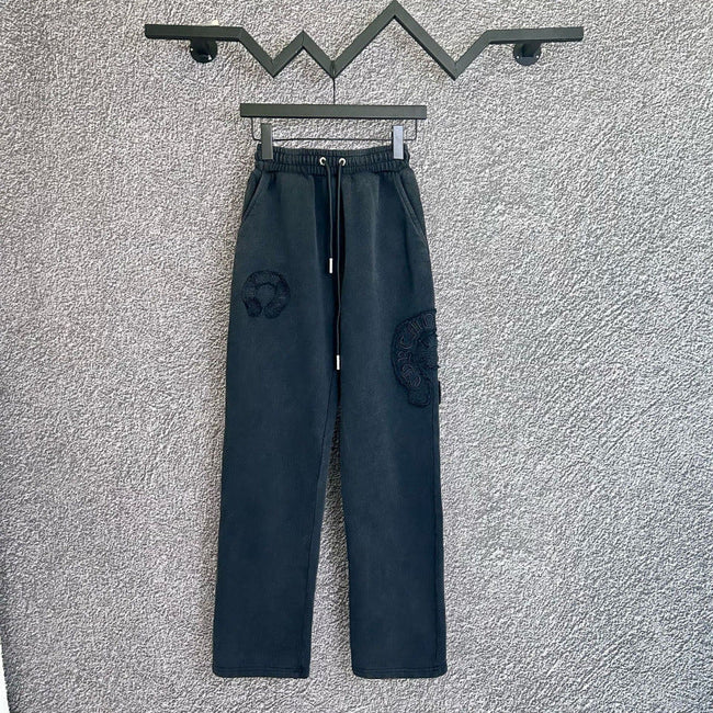 Chrome Hearts Tonal Cross Applique Straight-Leg Lounge Pants (Dark Grey) Hover Image