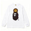 BAPE Style Baby Milo on Dark Leopard Camo Ape Head Long-Sleeve Tee - White/Dark Leopard