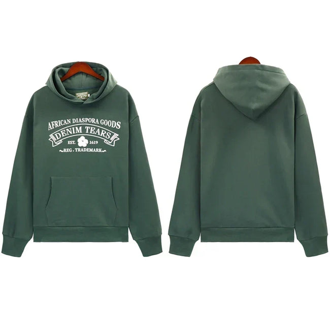 Denim Tears Muted Army Green Vintage Gothic Letter Print Hoodie Hover Image