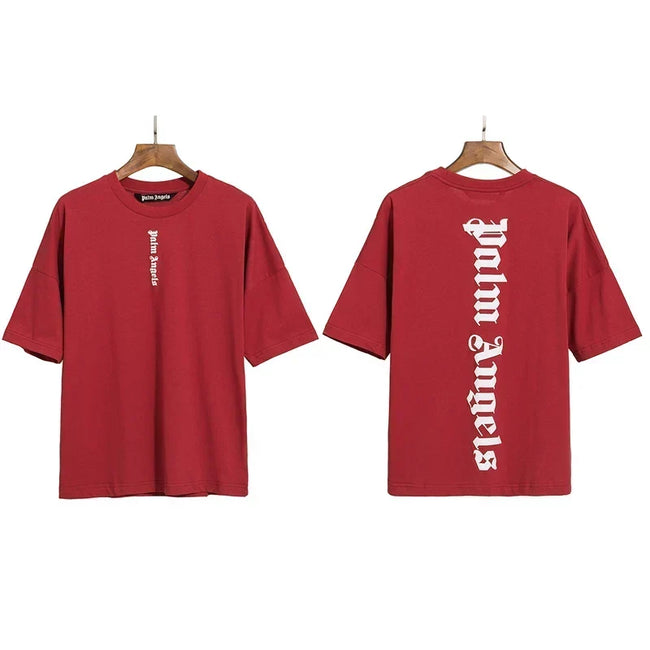 Palm Angels Vertical Gothic Logo T-Shirt - Burgundy Hover Image