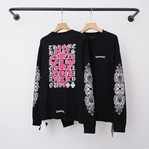 Chrome Hearts Pink Floral Vine Cross Long Sleeve (Black) Hover Image