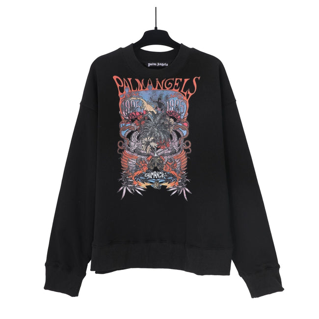 Palm Angels Vintage Rock Graphic Crewneck Sweatshirt - Black Hover Image