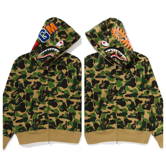 BAPE Fall Winter Shark 1st Camo Dual‑Style WGM & Tiger Full‑Zip Hoodie Hover Image