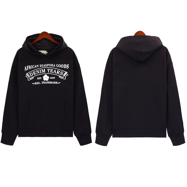 Denim Tears Black Vintage Gothic Letter Graphic Hoodie Hover Image