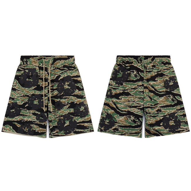Denim Tears Shorts green tiger stripe camouflage breathable mesh athletic shorts Hover Image