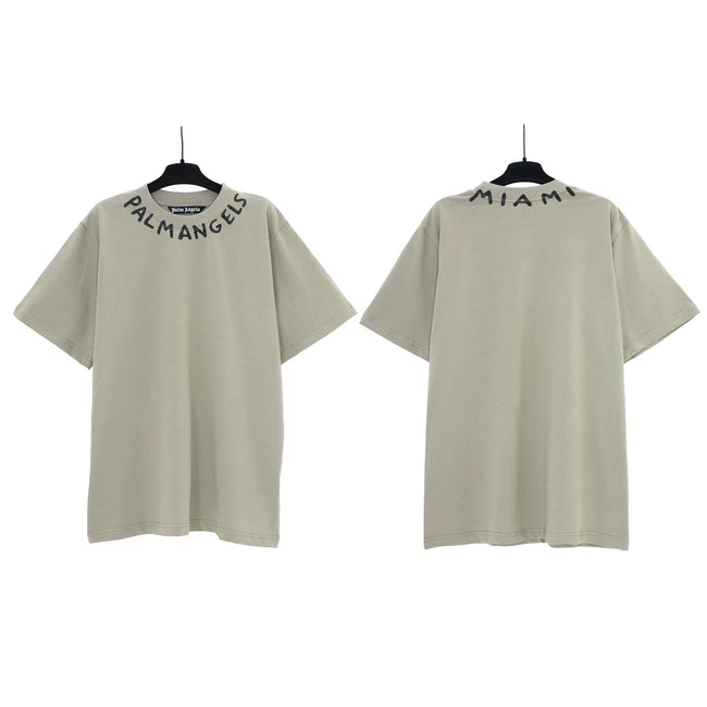 Palm Angels Neckline Collar Logo T-Shirt - Sage Green/Miami Hover Image