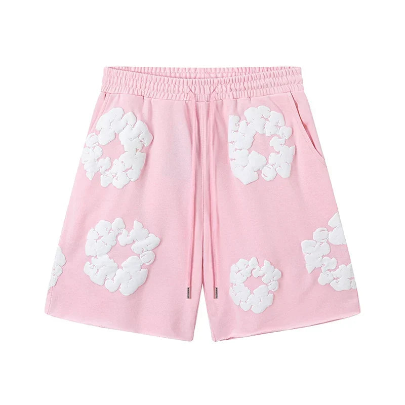 Denim Tears Pink Cotton Wreath Print Casual Shorts
