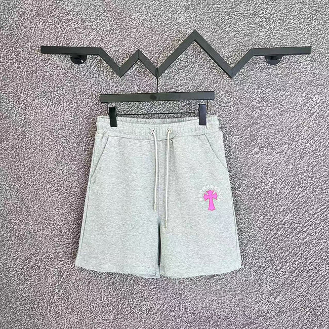 Chrome Hearts Light Gray & Pink Cross Logo Sweatshorts Hover Image