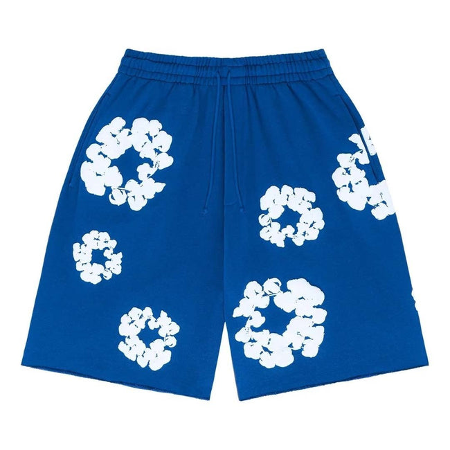 Denim Tears royal blue floral print mesh shorts Hover Image