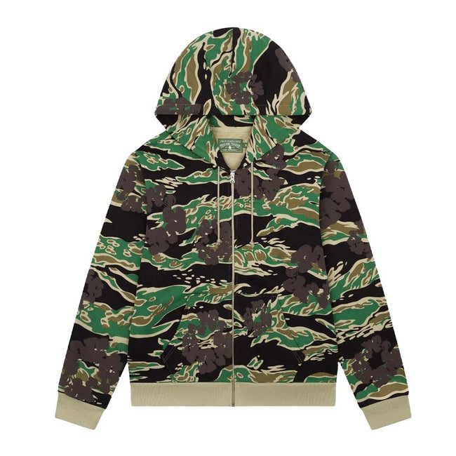 Denim Tears Wreath Zip Sweatshirt 'Green Camo' Hover Image