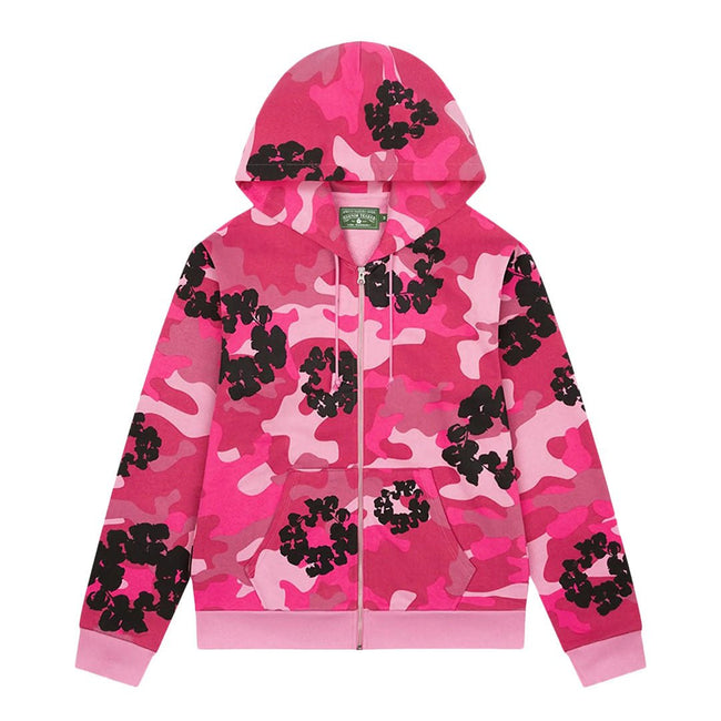 Denim Tears Wreath Zip Sweatshirt 'Pink Camo' Hover Image